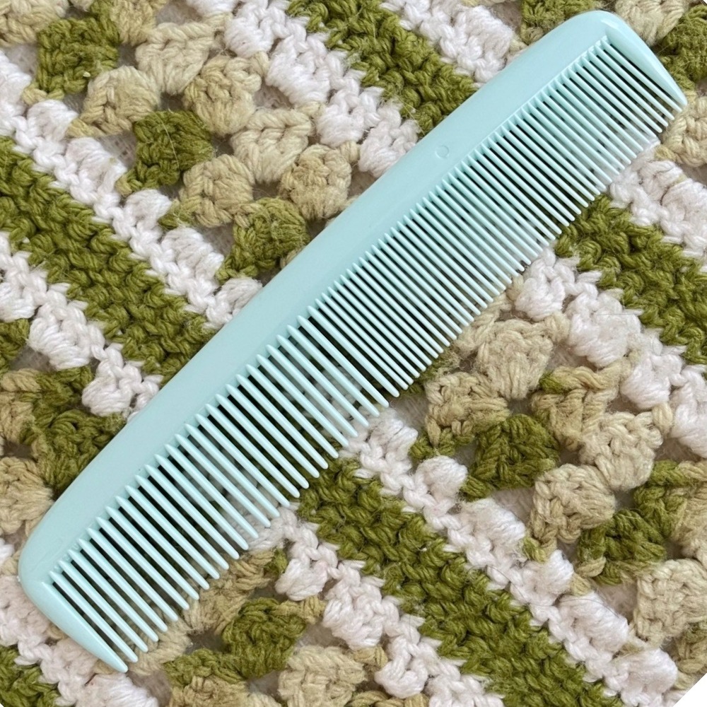 Vintage teal Blue 8" Plastic Hair Comb USA Wide‎ Pocket Purse Unbreakable NEW